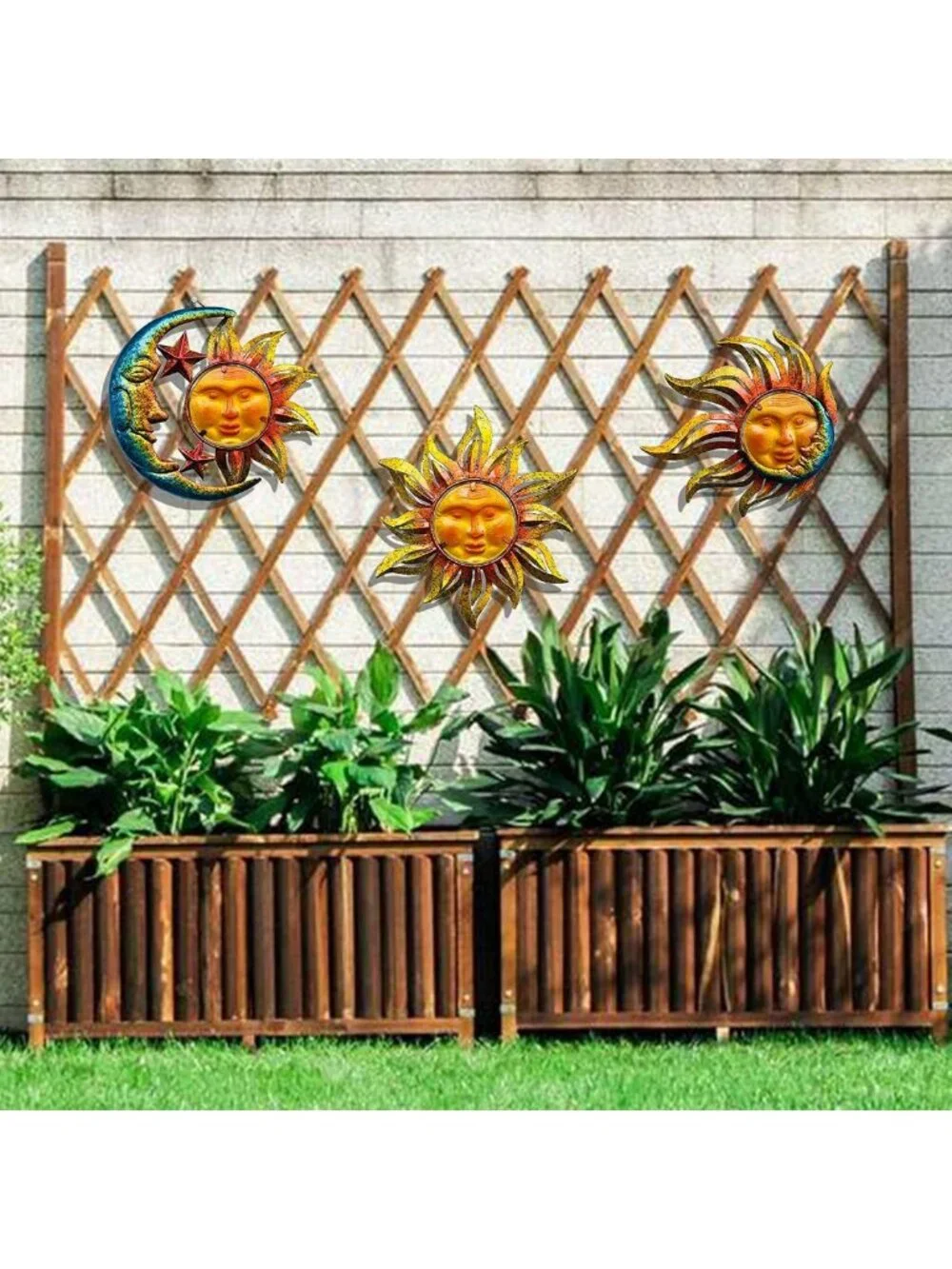 Sun Face Metal Wall Art Décor - Outdoor Indoor Hanging Sculptures for Garden